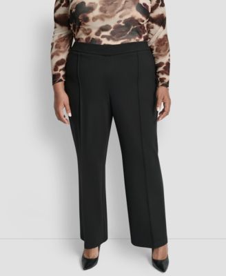 DKNY - Plus Size Mid Rise Pleat Detail Straight Fit Pants