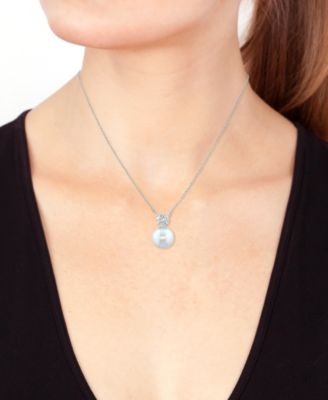 Cultured Freshwater Pearl (11mm) and Lab Grown Diamond (3/4 ct. t.w.) Pendant Necklace in Sterling Silver