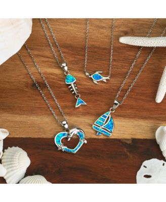 Delicate Nautical Opal Sea Turtle Pendant Necklace in Sterling