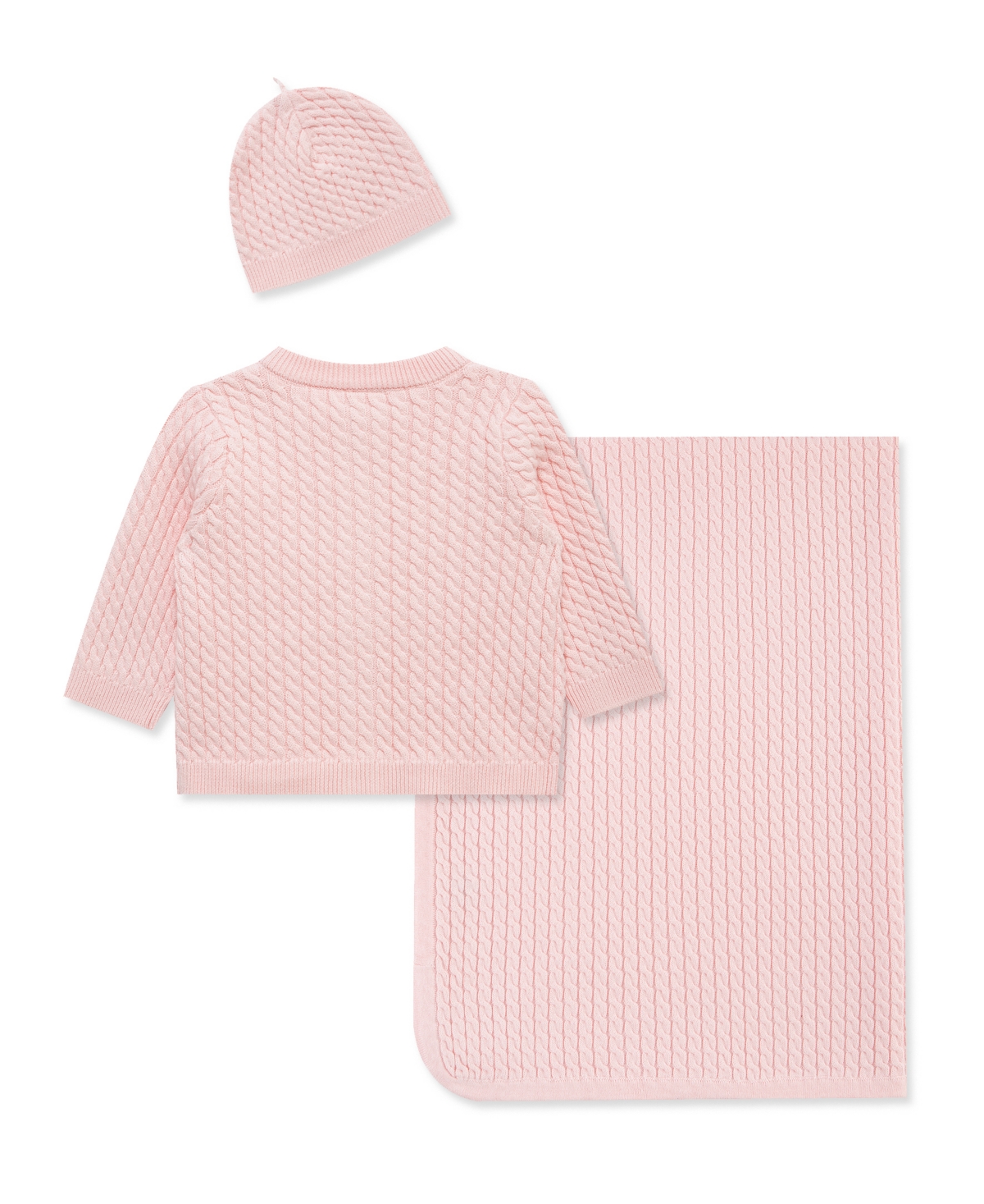 Little Me Baby Boys And Girls 3-piece Cardigan, Blanket And Hat Gift Set In Pink