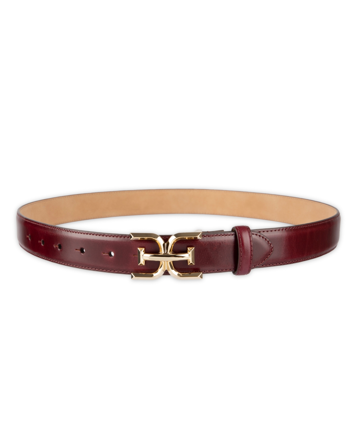 Sam Edelman Double-e Plaque High Shine Patent Leather Belt In Brown