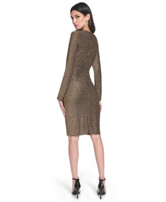 Women's Metallic Ruched Sheath Dress