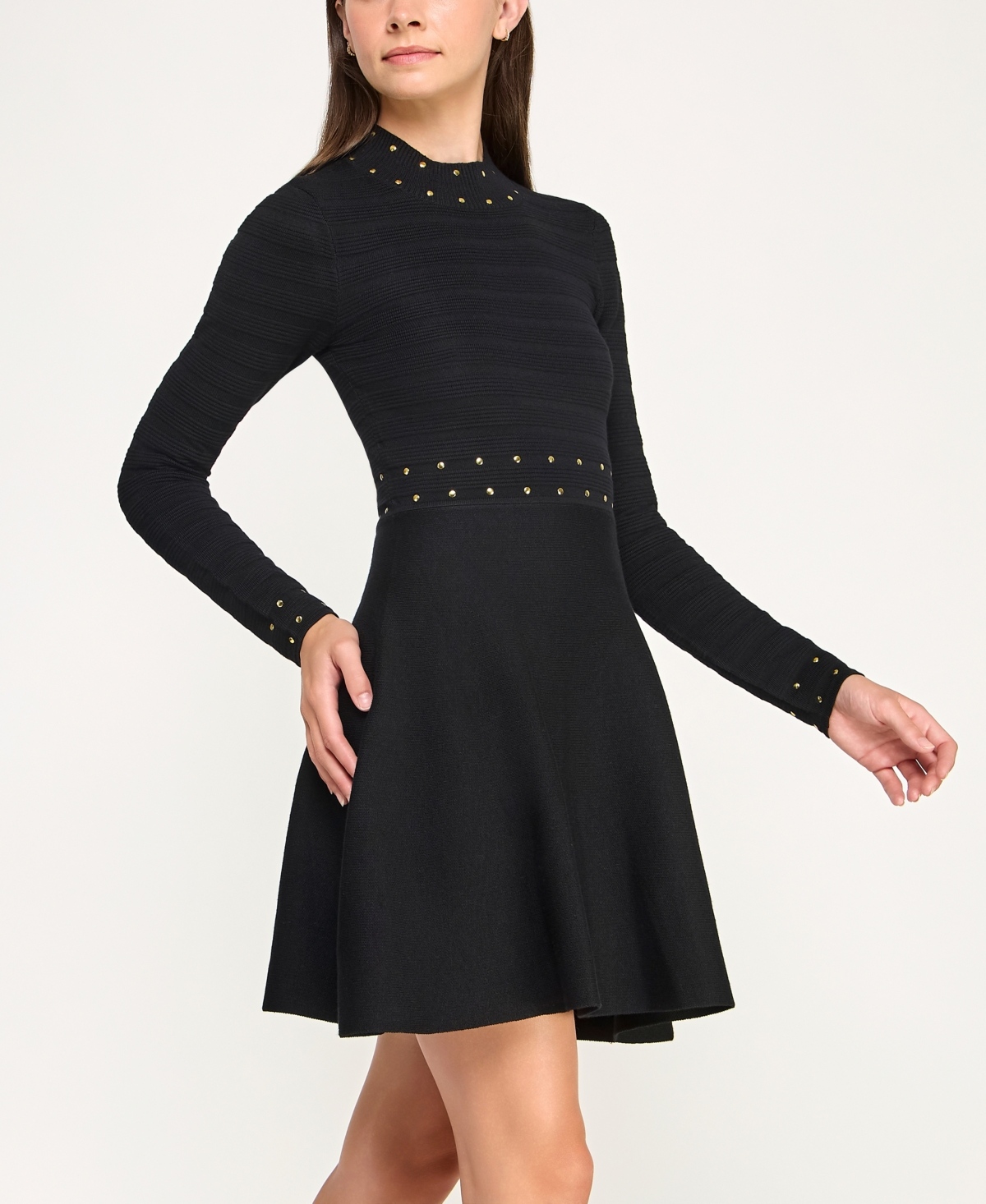 Bcx Juniors' Mock Neck Fit And Flare Sweater Dress In Black