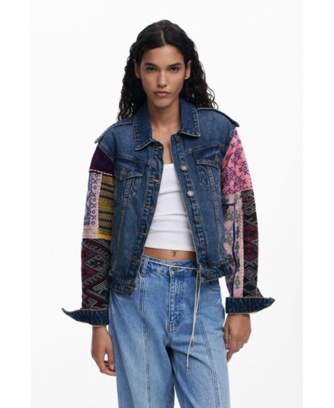 Женские куртки Desigual Denim jacket with combined sleeves
