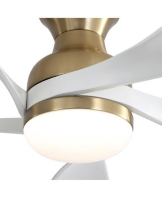 52-inch Modern Minimalist Golden 5-Blade Flush Mount with LED Light Remote Control Supports 6 Speeds and Timer Function