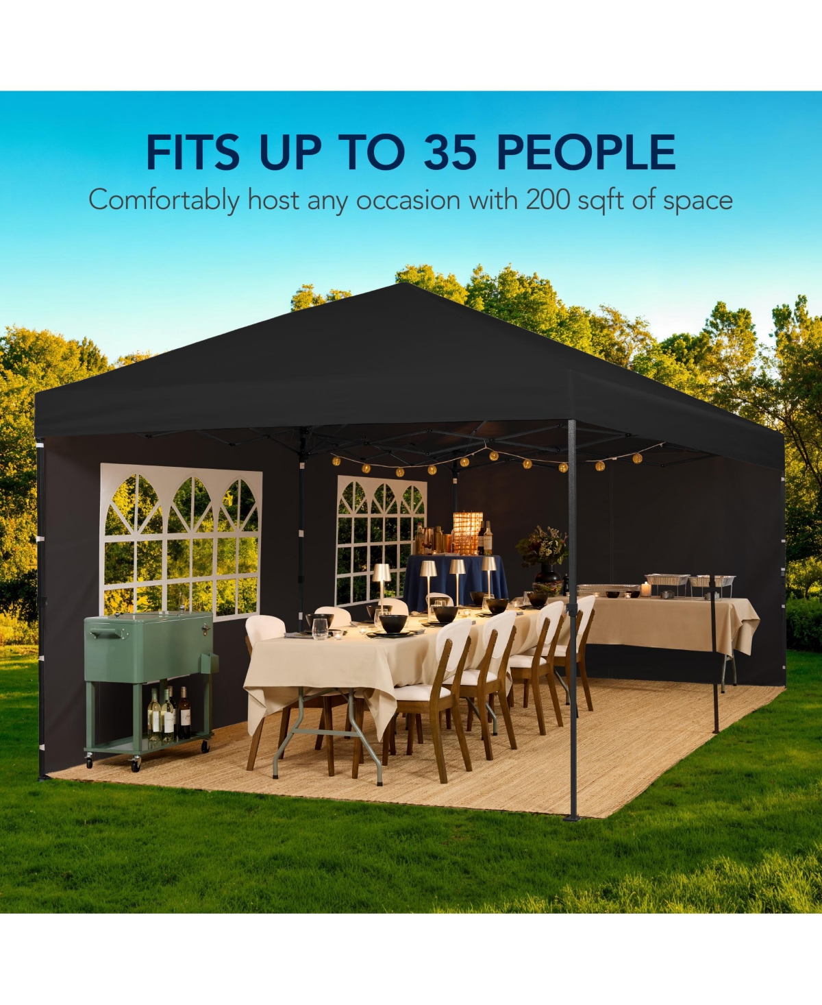 Best Choice Products 10x20ft Party Tent Pop Up Canopy Easy Setup w/ 1-Button Setup, Wheeled Case, 4 Weight Bags