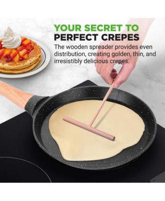 Black Marble Nonstick 17.3 Inch Crepe Pan with Wooden Spreader