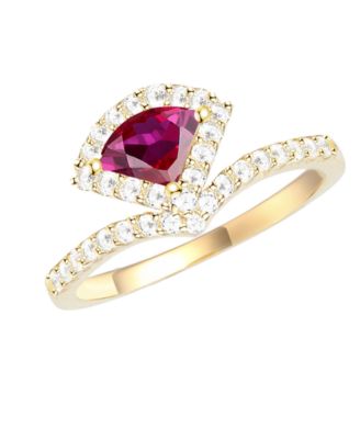 Macy's - Lab-Grown Ruby (5/8 ct. t.w.) and Lab-Grown White Sapphire (3/8 ct. t.w.) Ring in 14K Gold Over Sterling Silver
