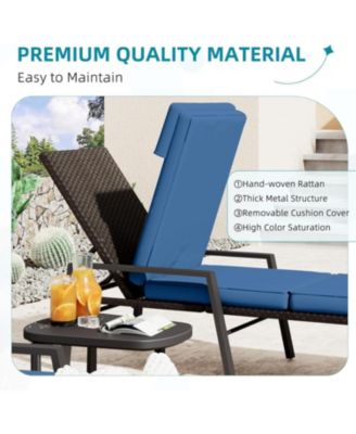 Chaise Lounge Chairs for Outside Set of 2, Adjustable Wicker PE Rattan Patio Pool Recliner Chair with Removable Cushion