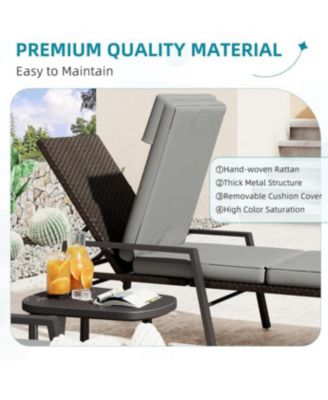 Chaise Lounge Chairs for Outside Set of 2, Adjustable Wicker PE Rattan Patio Pool Recliner Chair with Removable Cushion