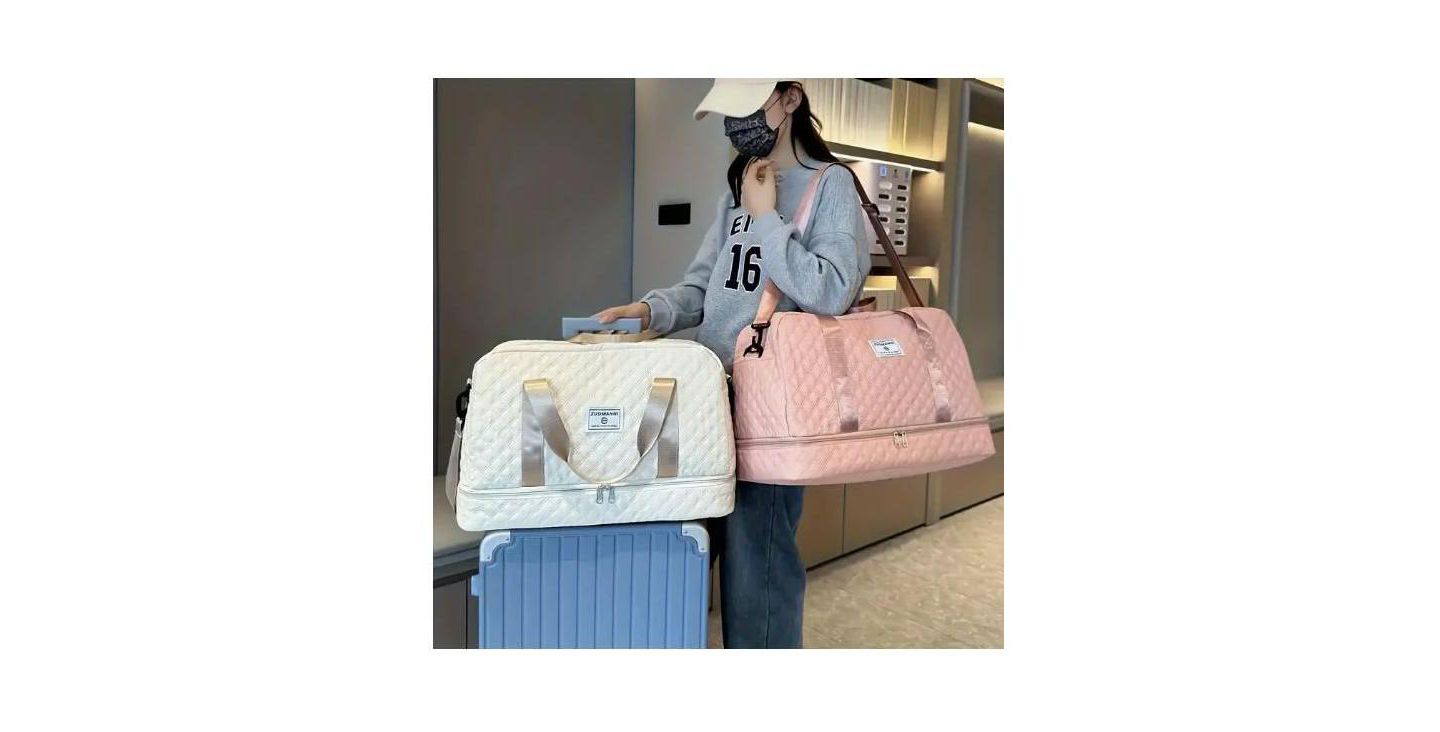 Женская сумка BATFOX Three-dimensional Diamond Patterned Small Square Tote, Crossbody bag with Dry Wet Separation & Double-sided Pockets, цвет: Чёрный — фото 2