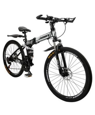 26-Inch Folding Mountain Bike with Shimano 21-Speed, Dual Disc Brakes & Full Suspension for Commuting