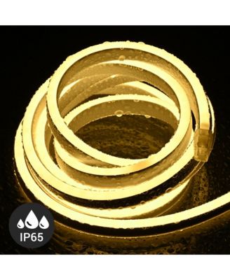 100FT Warm White Neon Rope Lights with Remote Control AC 110V IP65 Waterproof Cuttable Dimmable Flexible DIY DEL-D100W