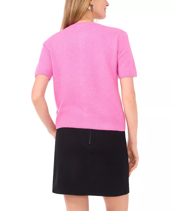 Women's Covered Button Crewneck Cardigan Sweater - thumbnail 7