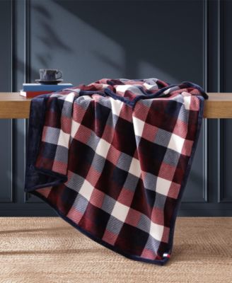 Printed Plush Plaid Throw, 70" x 50"