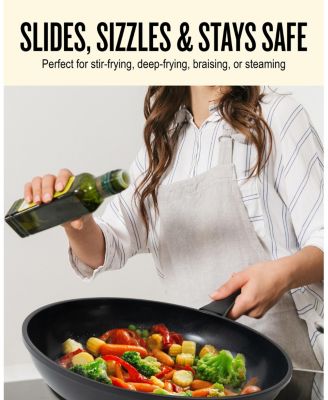 Energy Nonstick Ceramic Frying Pan 3-Piece Set - Lightweight, Easy to Clean and Made w/o PFAS, PFOA & PTFE - Induction & All Stovetop Compatible