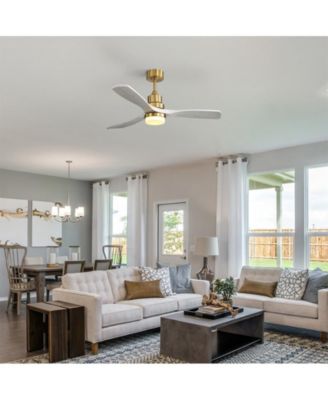 52-inch Modern Minimalist Golden 3 Blades Ceiling Fan with 3 color Dimmable and Memory Function Light and Remote control