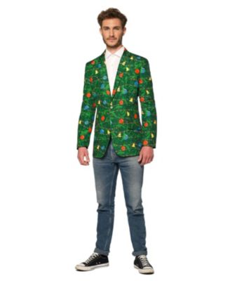 Men's Christmas Blazer - Festive Light - Up X- Mas Jacket Slim Fit - Green