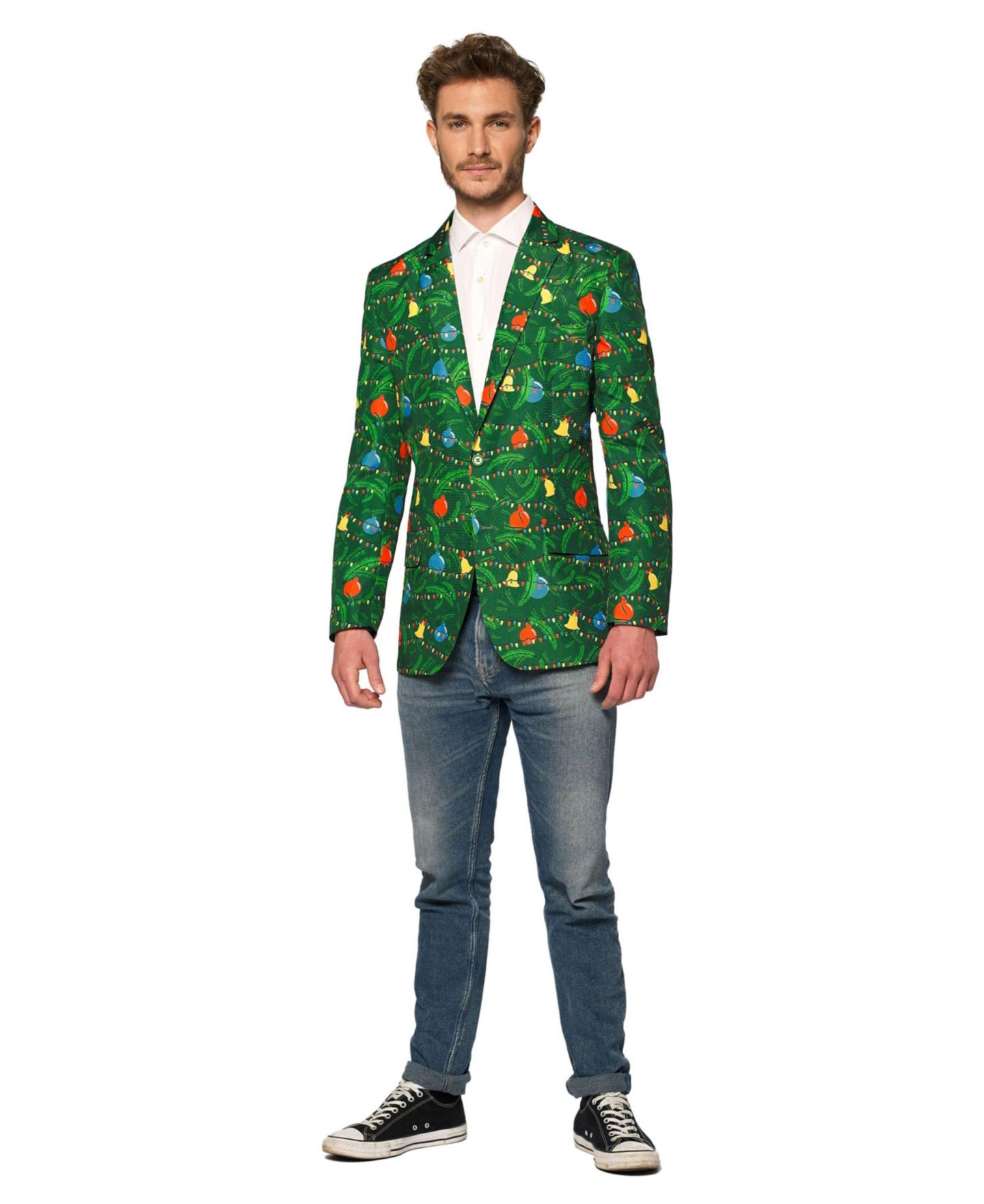 Мужская куртка Suitmeister Christmas Blazer - Festive Light - Up X- Mas Jacket Slim Fit - Green, цвет: Зелёный — фото 3