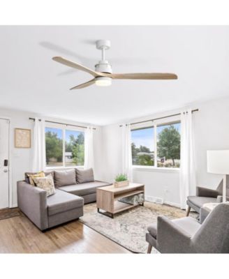 60-inch Modern Minimalist Style White 3-Blade Ceiling Fan with Led Light, Remote Control and Timing Function