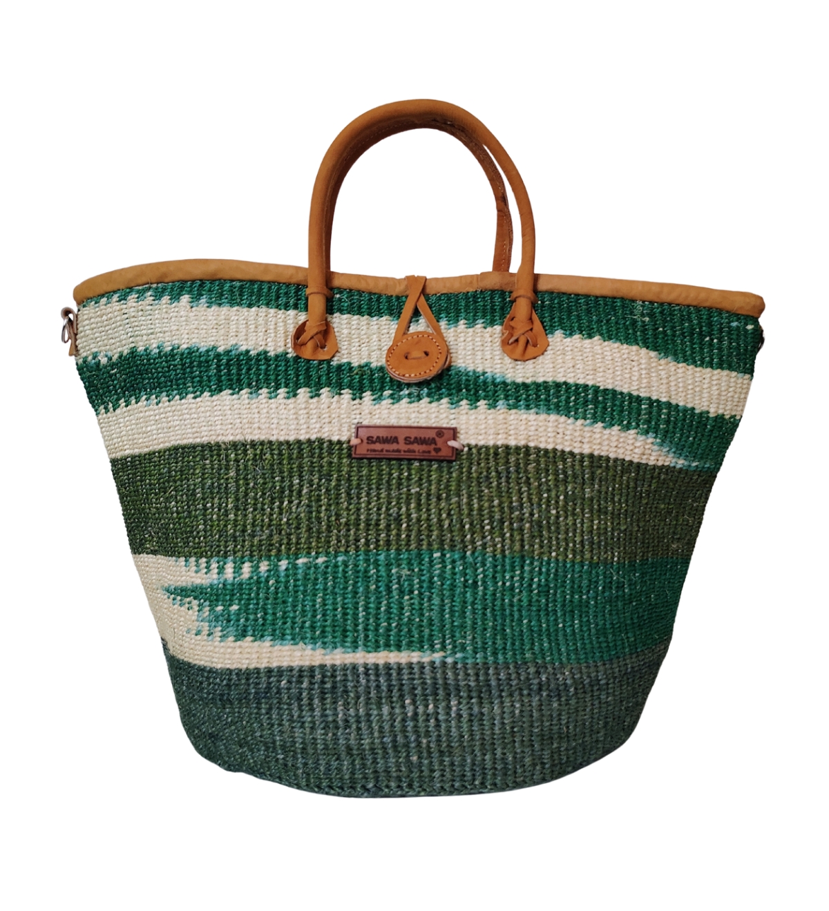Evergreen Spirit Holiday Basket Handwoven Green & White Sisal Straw Basket Tote