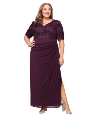 Plus Size Soutache Embellished Short-Sleeve Gown