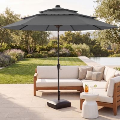10ft 3-Tier Patio Umbrella, Market Sun Shade w/ Tilt Adjustment, Easy Crank