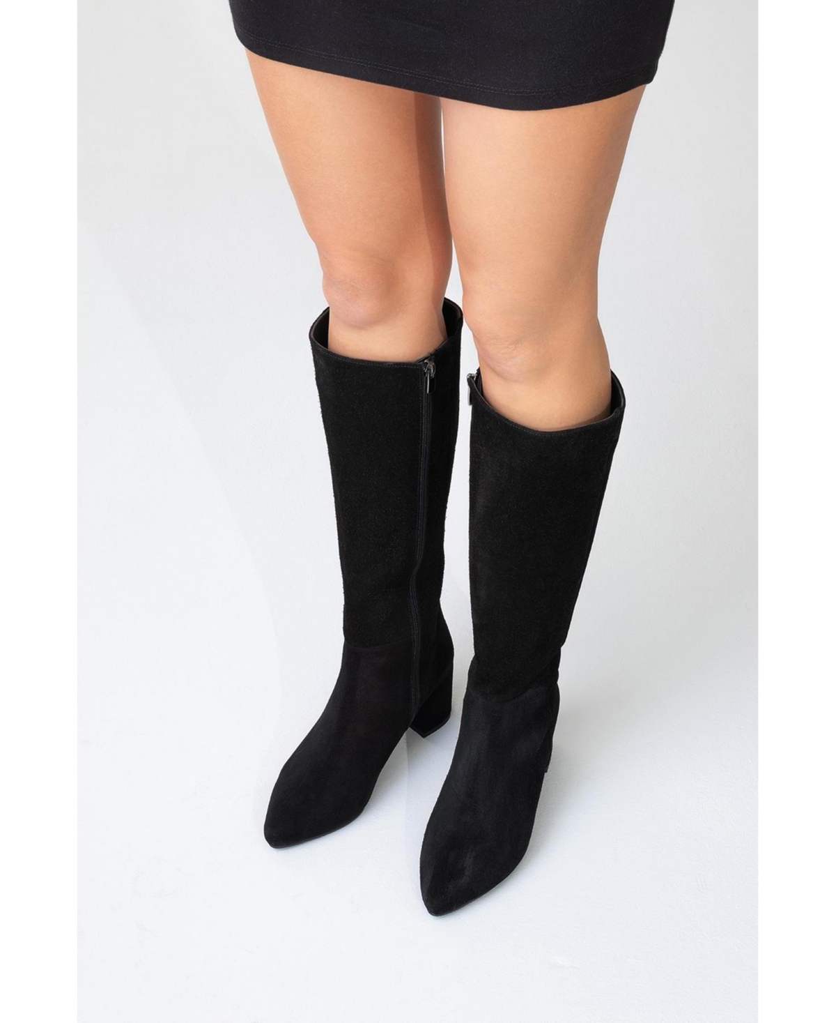 Forever & Always Shoes Sejas Leather Block Heel Knee-High Boot (Women)