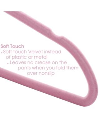 Home 50 Piece Flocked Velvet Clothes Hangers with Stainless Steel Swivel Hooks in Pink