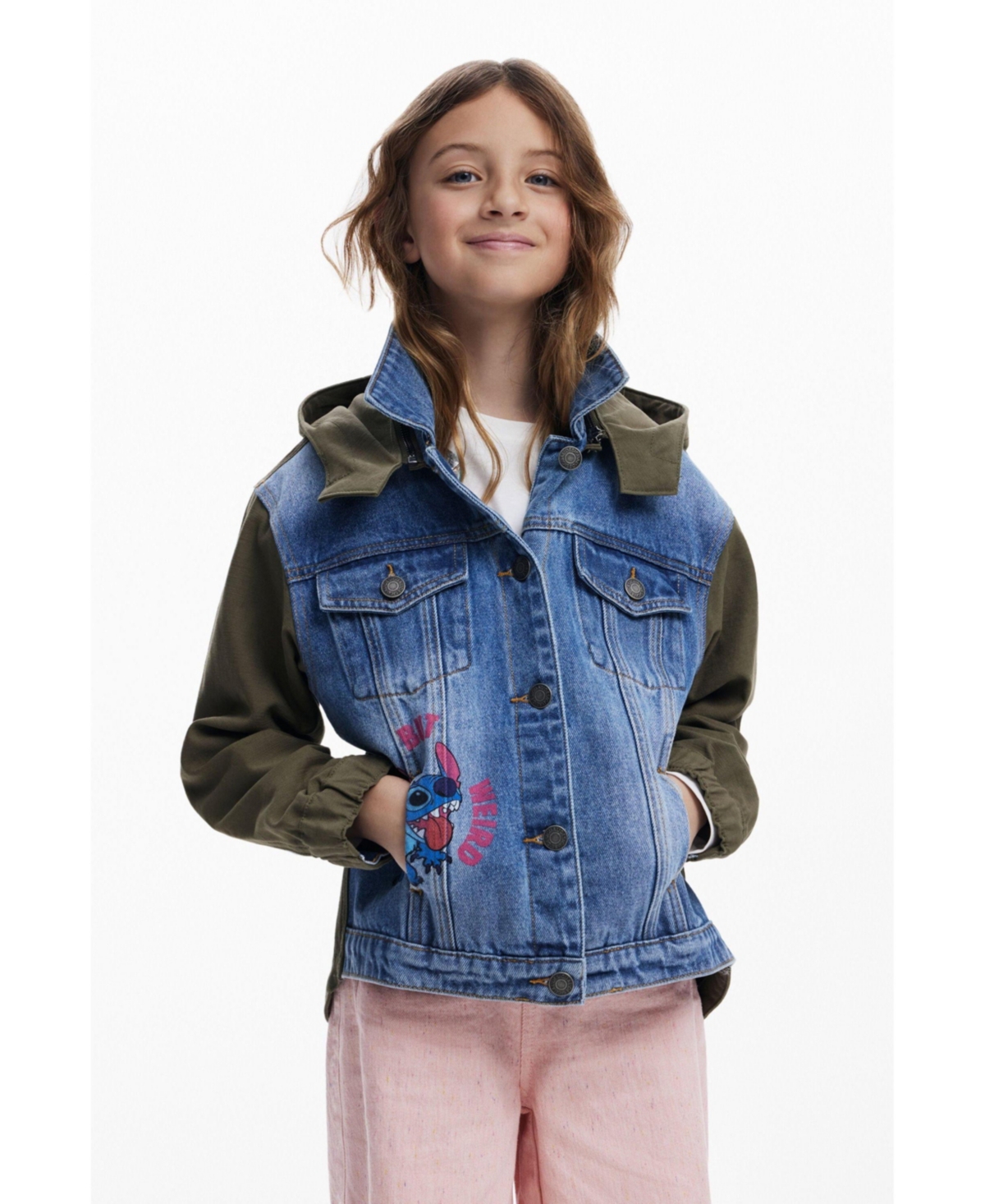 Desigual Girls's Stitch Combined Parka In Blue