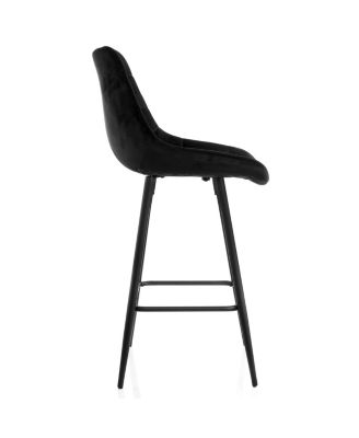 2-Pc. Velvet Tufted Metal-Leg Bar Chairs