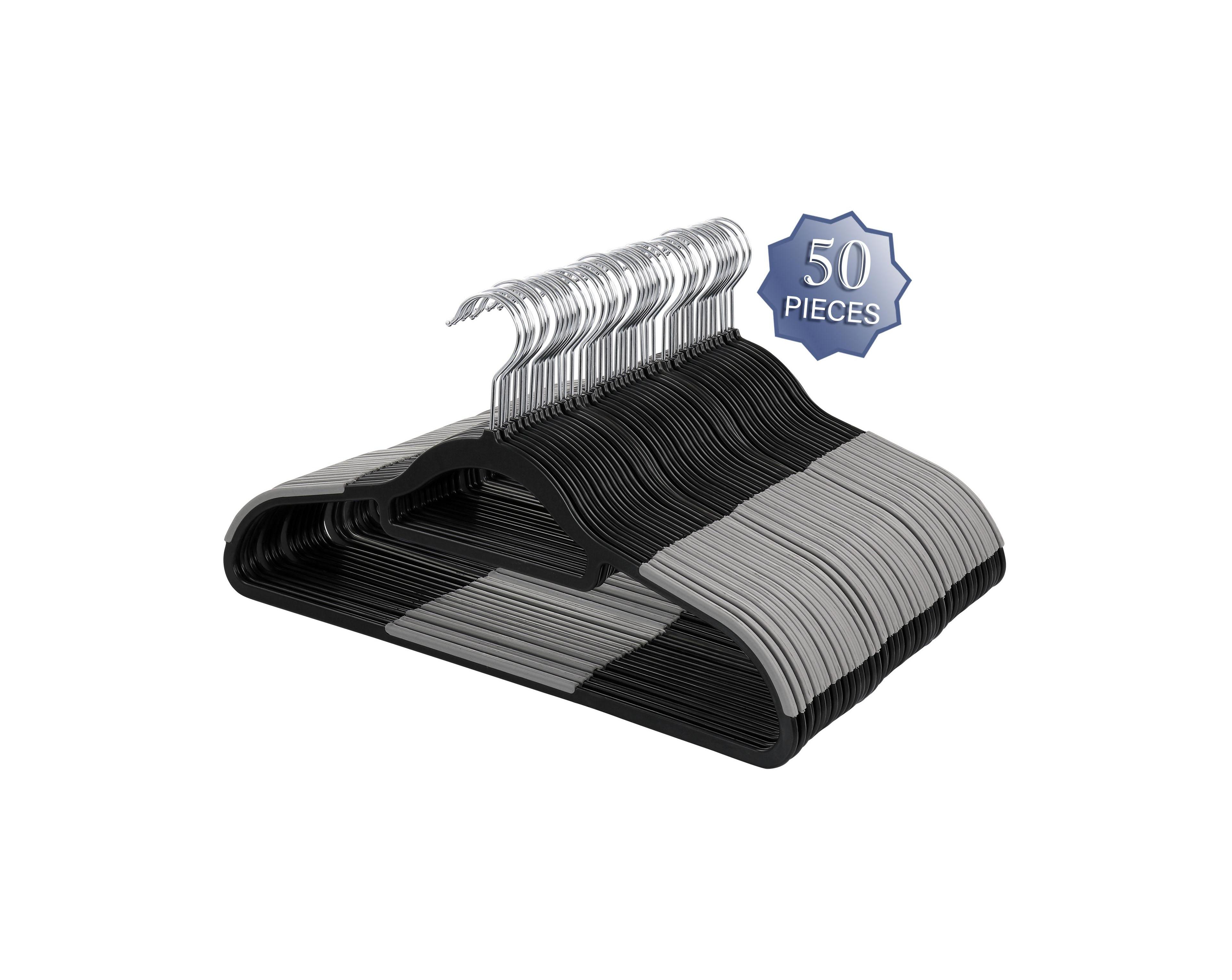 Elama Home 50 Piece Plastic Non Slip Hanger in Black and Gray