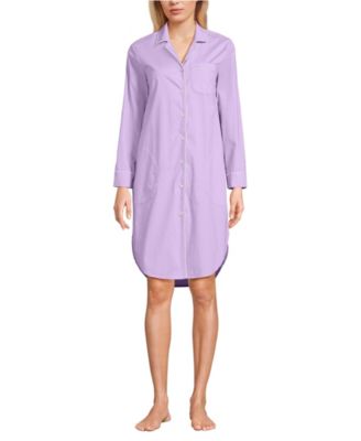 Women's Cotton Poplin Long Sleeve Sleepshirt Nightgown