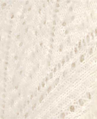 Plus Size Eyelash Fuzzy Pointelle Puff Sleeve Sweater