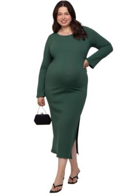 Plus Size Ribbed Side Slit Maxi Dress