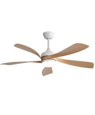 52-inch White Modern Downrod Indoor ABS 5 Blades  LED Ceiling Fan Light with Remote Control Support Six Speed Ajustable