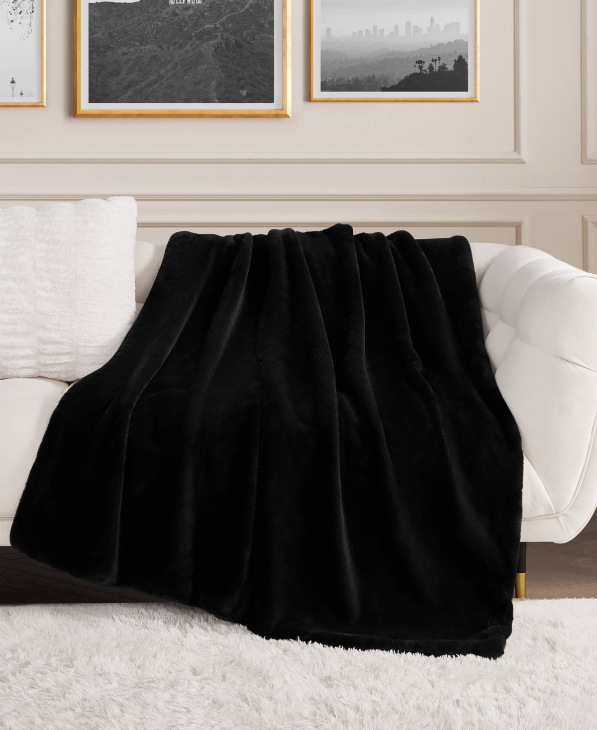 Juicy Couture Rabbit Mink Faux Fur Throw Blanket, 50" x 70"