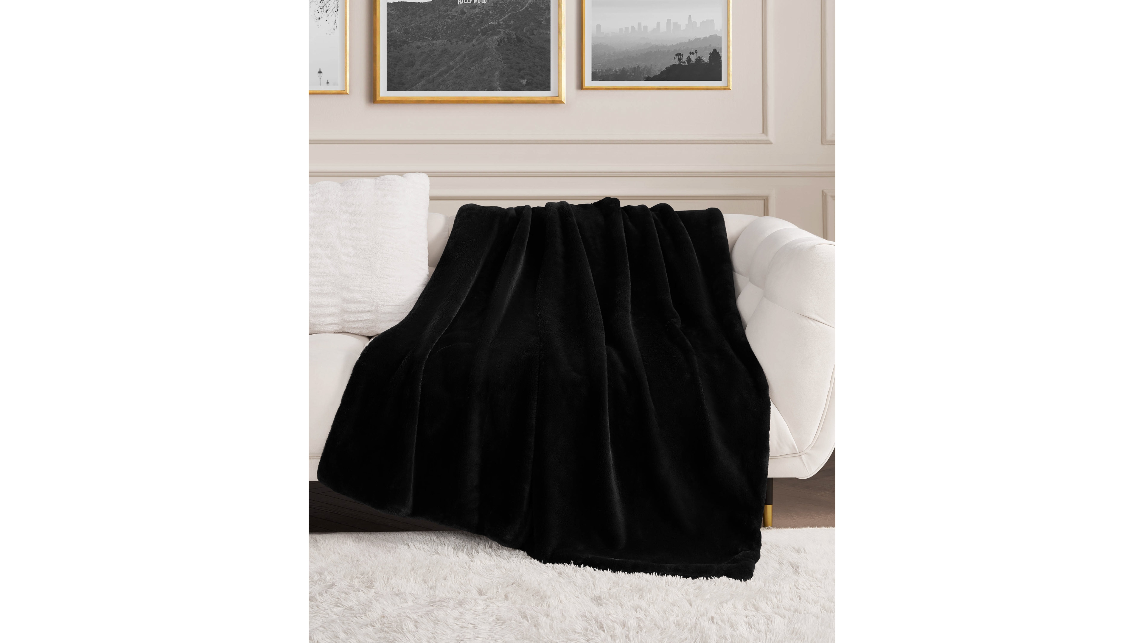 Juicy Couture Rabbit Mink Faux Fur Throw Blanket, 50" x 70"