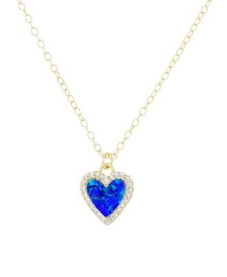 Kamaria Mini Heart Necklace with Lab-Grown Opal in 14k Gold Plated Sterling Silver - Indigo opal