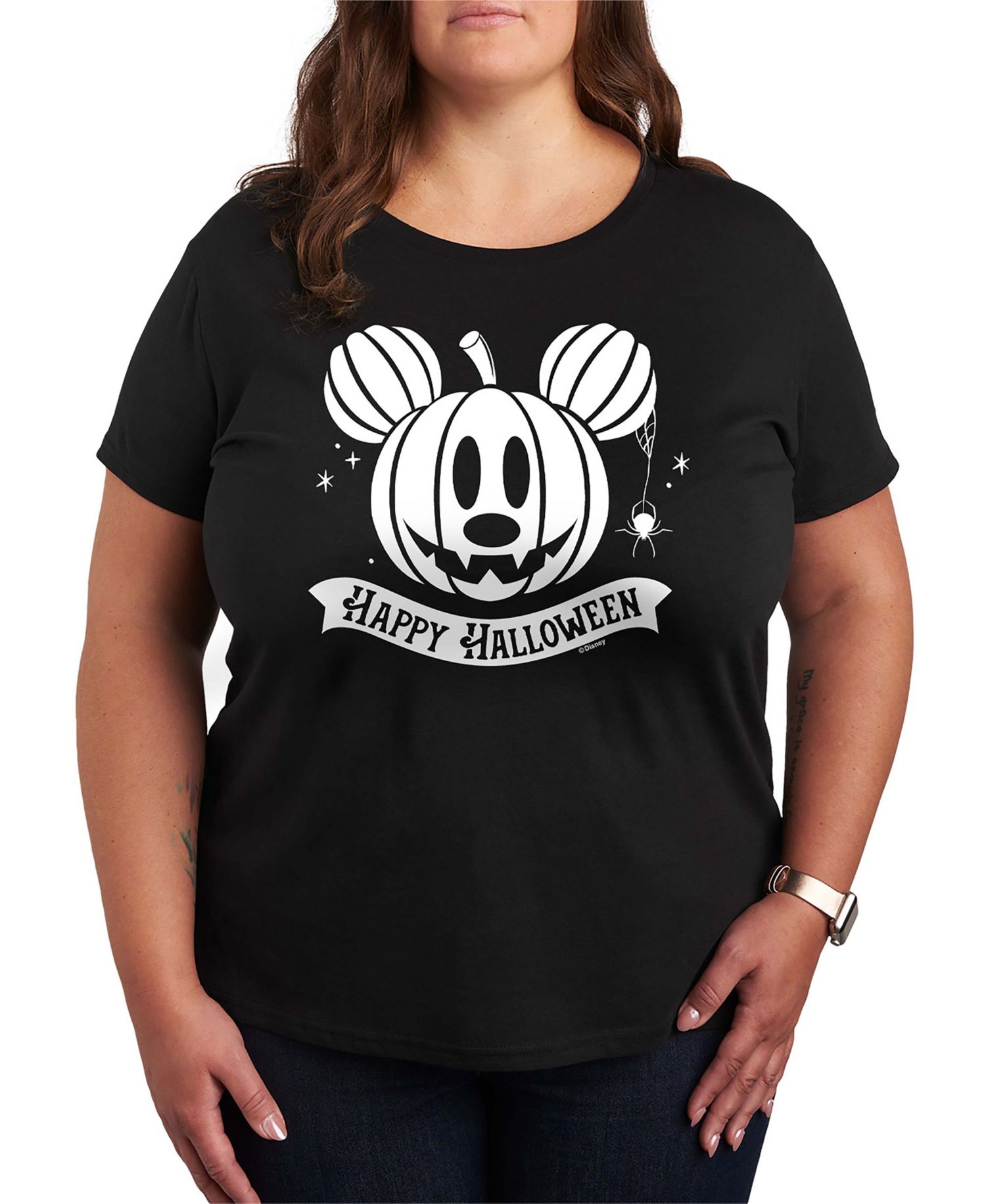 Disney Happy Halloween Mickey Pumpkin Women's Short Sleeve Graphic T-shirts