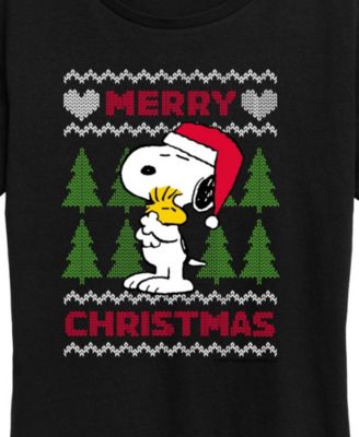 Merry Christmas Snoopy and Woodstock Women's Short Sleeve Graphic T-shirts
