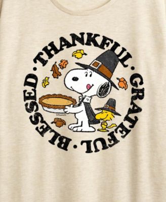 Thanksgiving Snoopy and Woodstock Blessed Women's Short Sleeve Graphic T-shirts