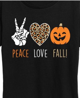 Peace Love Plus Size Halloween Women's Short Sleeve Graphic T-shirts