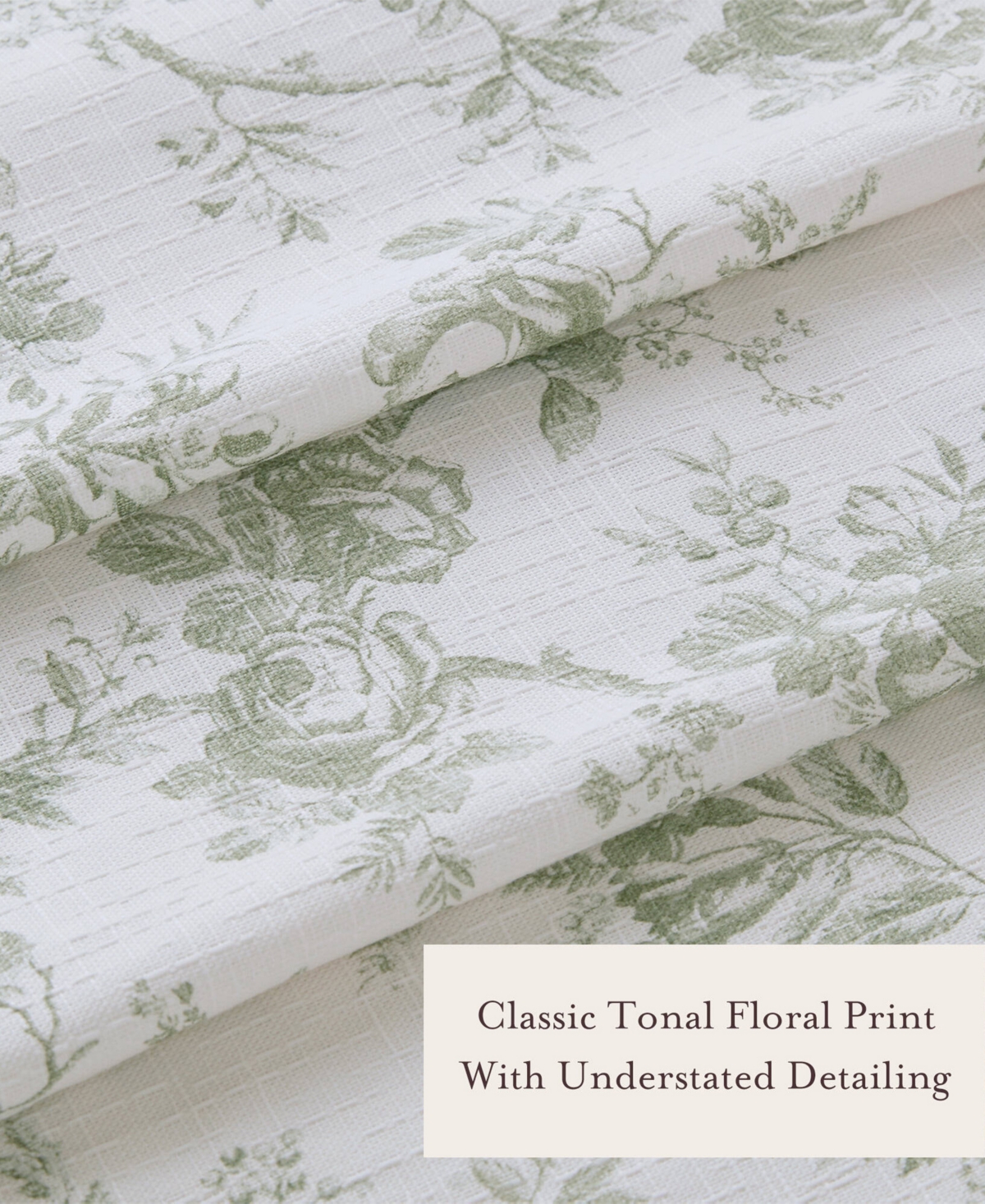 Laura Ashley Walled Garden Tonal Floral Shower Curtain, 72" X 84" In Green