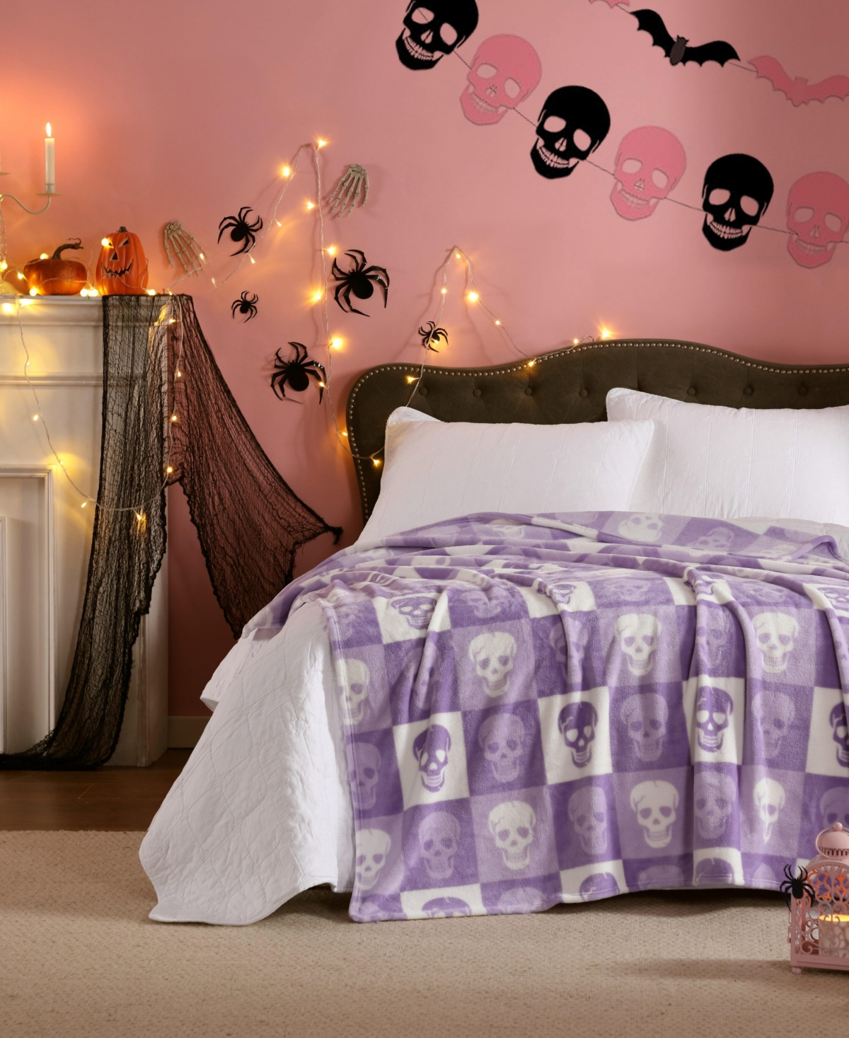Betsey Johnson Halloween Printed Ultra Soft Plush Blanket, 70" X 50" In Purple