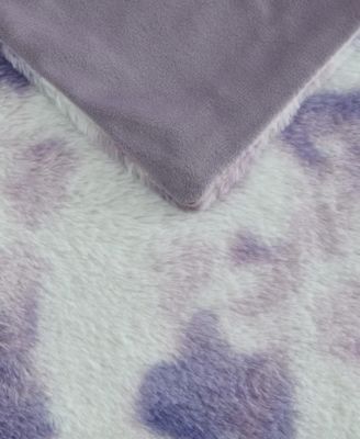 Printed Faux Rabbit Fur Blanket, 70" x 50"