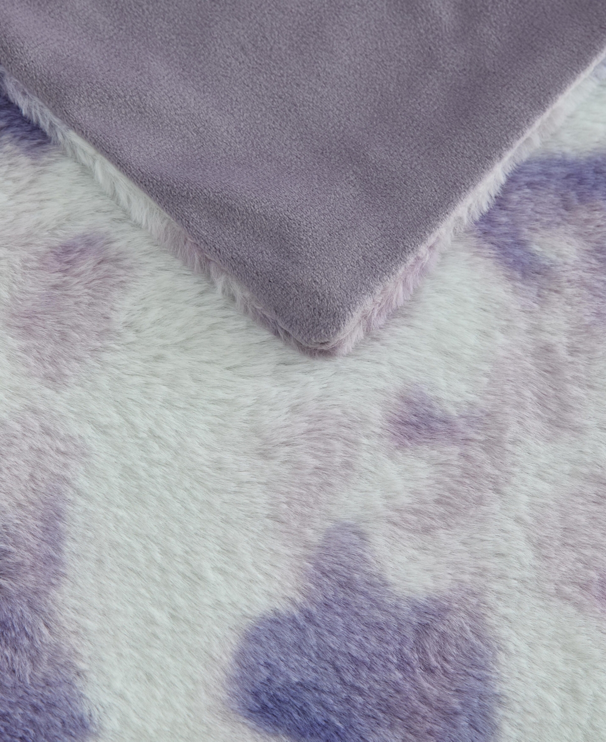 Betsey Johnson Printed Faux Rabbit Fur Blanket, 70" X 50" In Purple