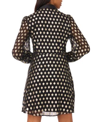 Women's Long Sleeve Printed Button Down Dress