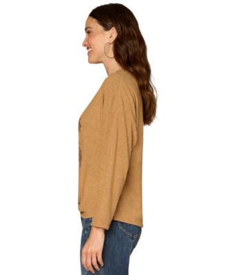 Petite V-Neck Knot Hem Top