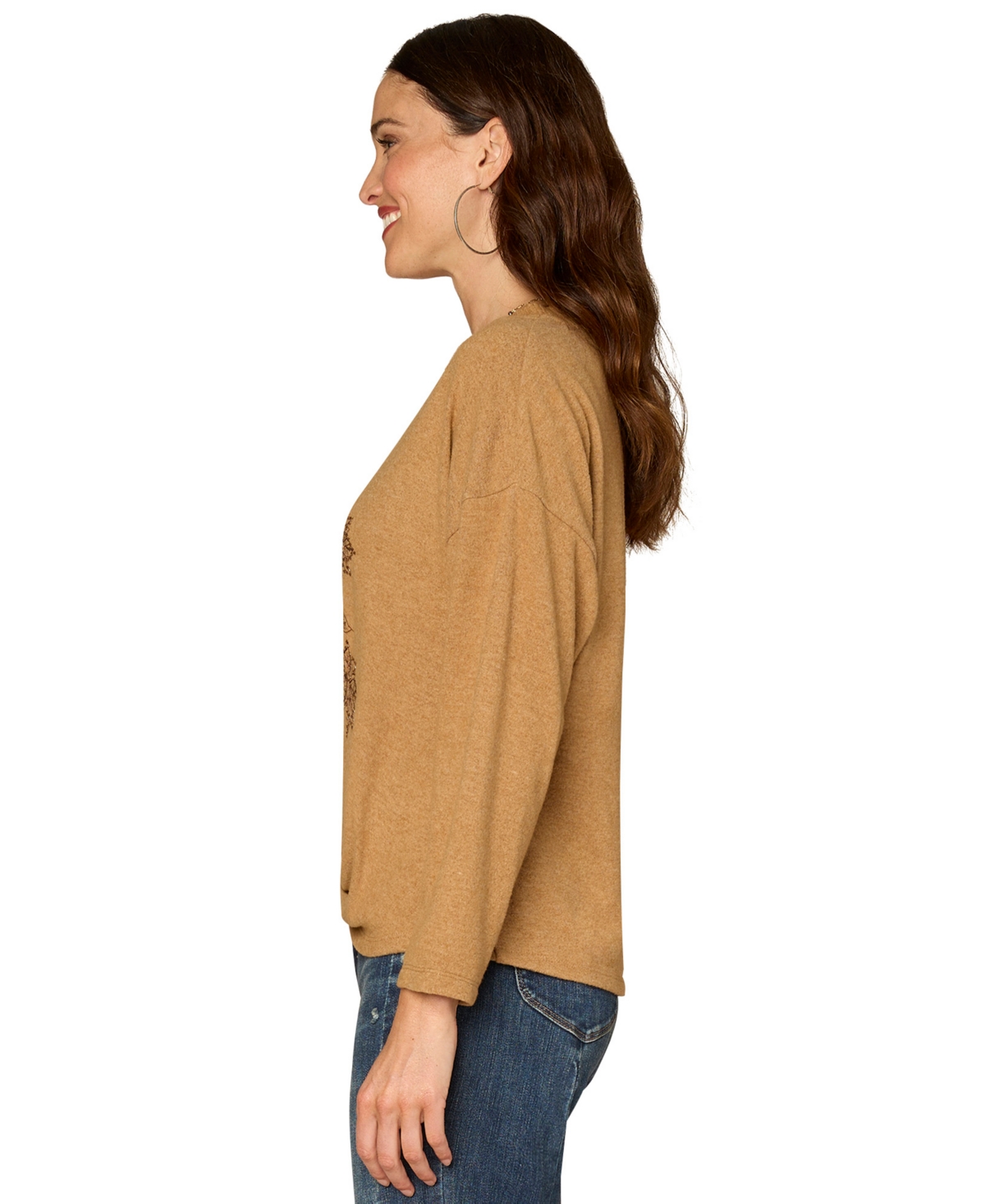 Democracy Petite V-neck Knot Hem Top In Multi